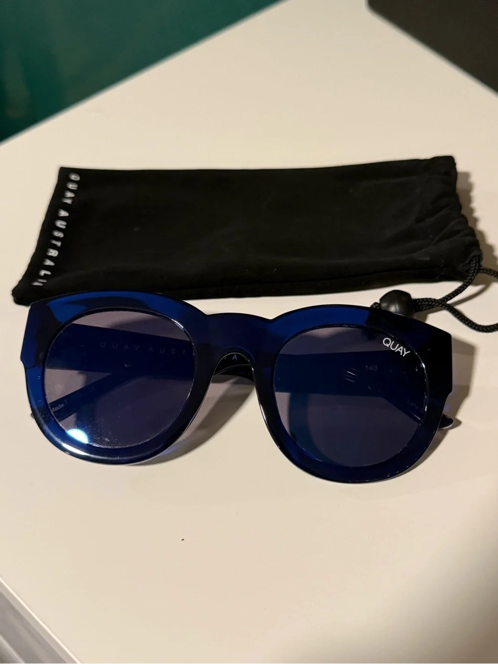 Quay Australia If Only Blue Round Sunglasses with Blue Lenses